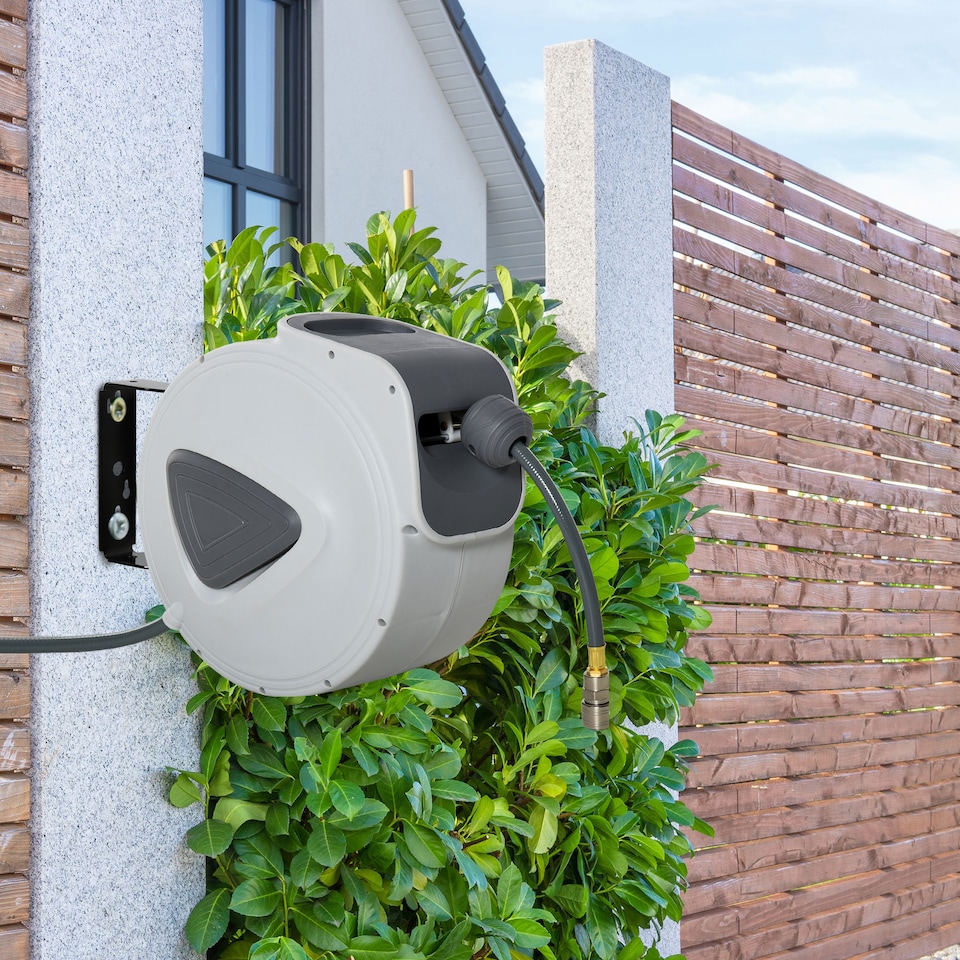 image 1 of DURHAND Retractable Air Hose Reel Hose, Hose Connector 1 4 BSP, Wall Mount Auto Rewind Hose Reel