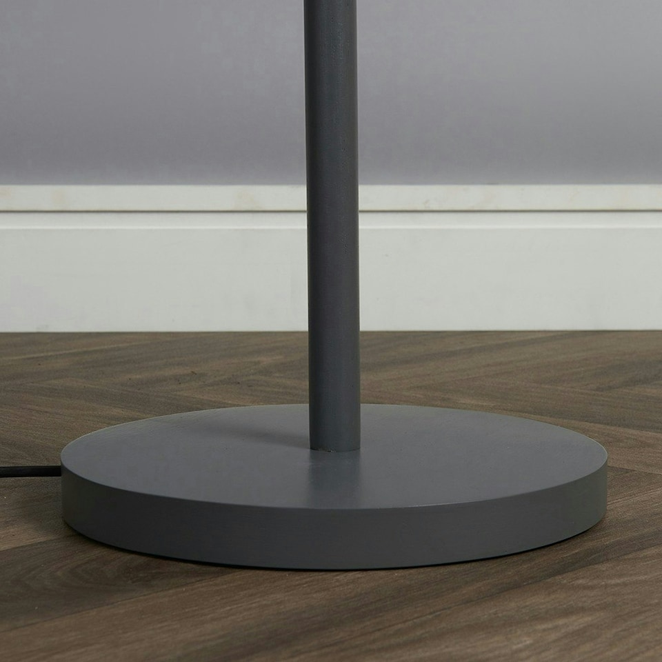 image 1 of ValueLights Modern Scandi Floor Lamp In Light Grey Wooden Base