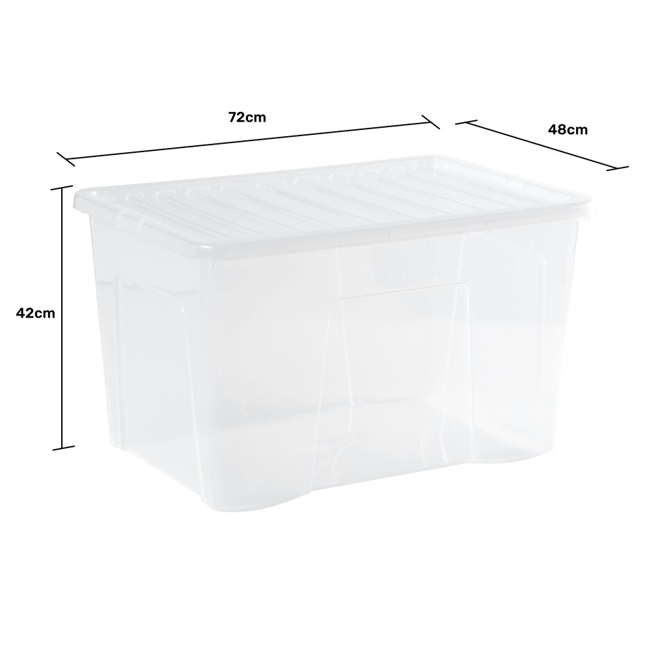 image 1 of Wham Crystal 4 x 102L Stackable Plastic Storage Boxes with Lids Clear Clear