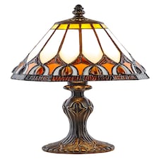 Art Denergy savingTiffany Glass Table Lamp with Amber Shade | Orange