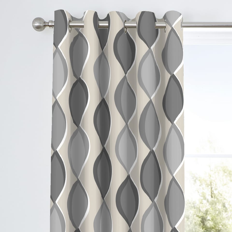 image 1 of Fusion Lennox Eyelet Curtains Grey