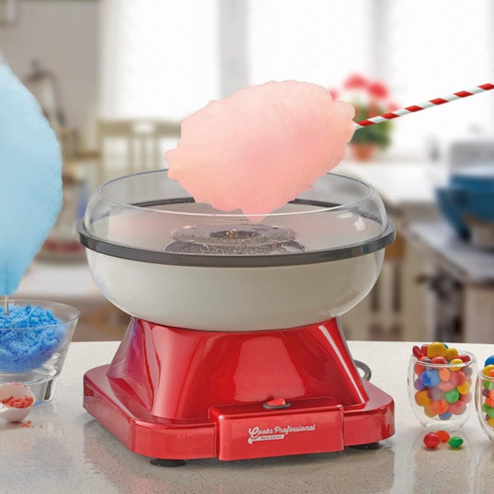 image 1 of Cooks Professional Retro Candy Floss Maker Machine with Sticks & Splash Guard | Red | Red