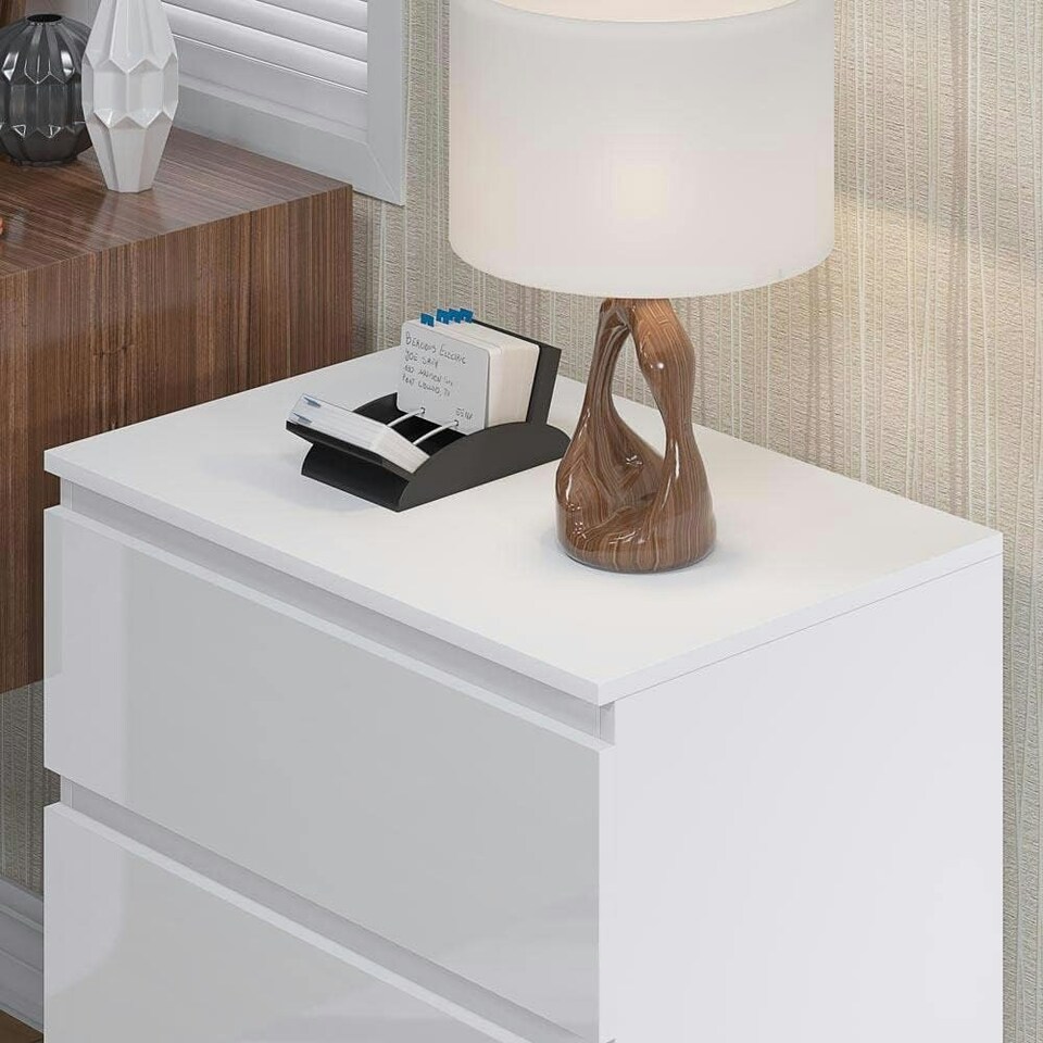 image 1 of FWStyle Carlton 3 Drawer Chest Of Drawers - White Gloss Front
