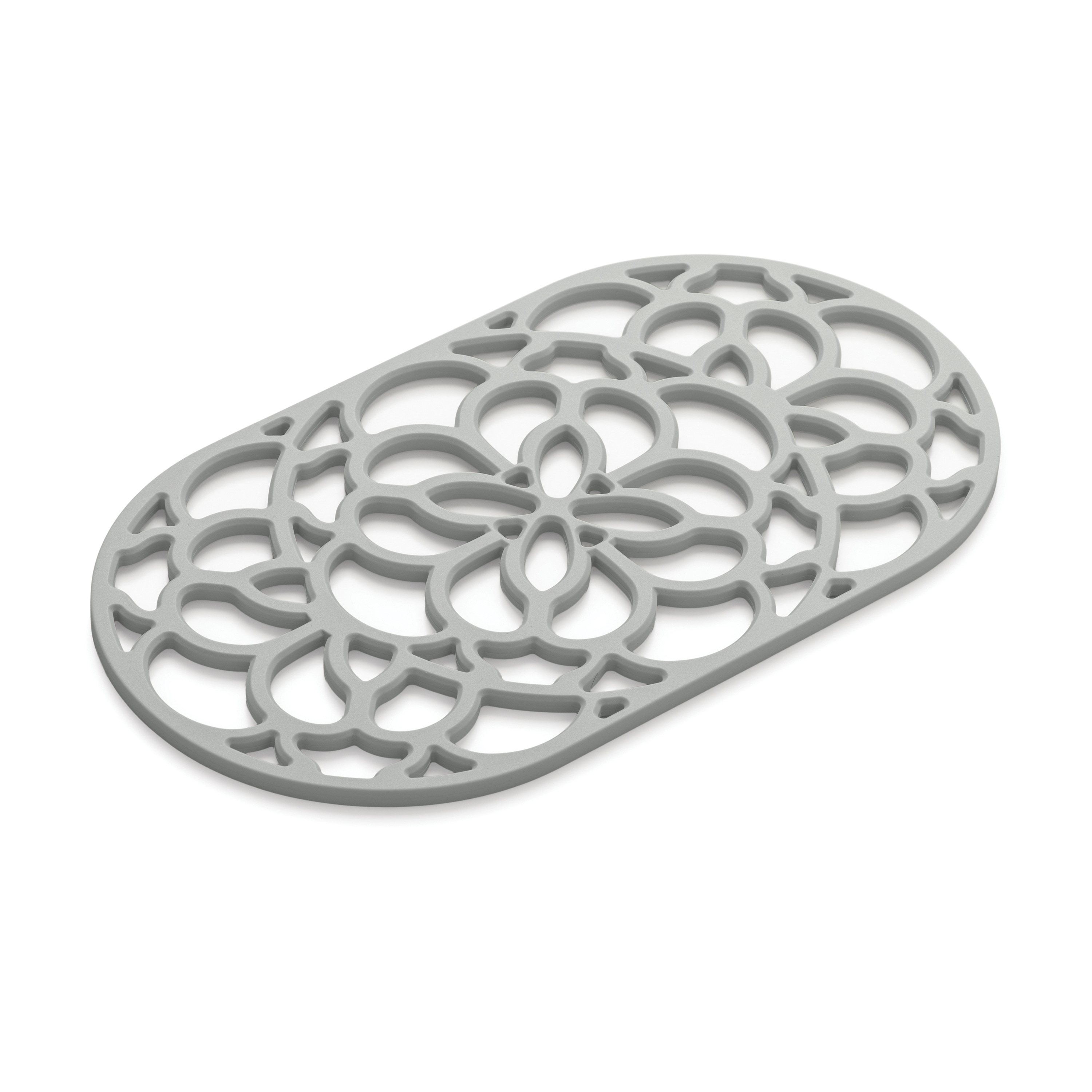 Zeal Large Oval Silicone Heritage Hot Mat Trivet, 32cm in Light Grey