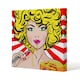 image 1 of Pop Art Young woman Eating Spaghetti (Canvas Print) 46 x 46 x 4cm