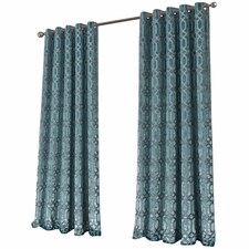 Luxe Geo Velvet Eyelet Curtains in Teal, 228cm x 228cm | Blue | Teal