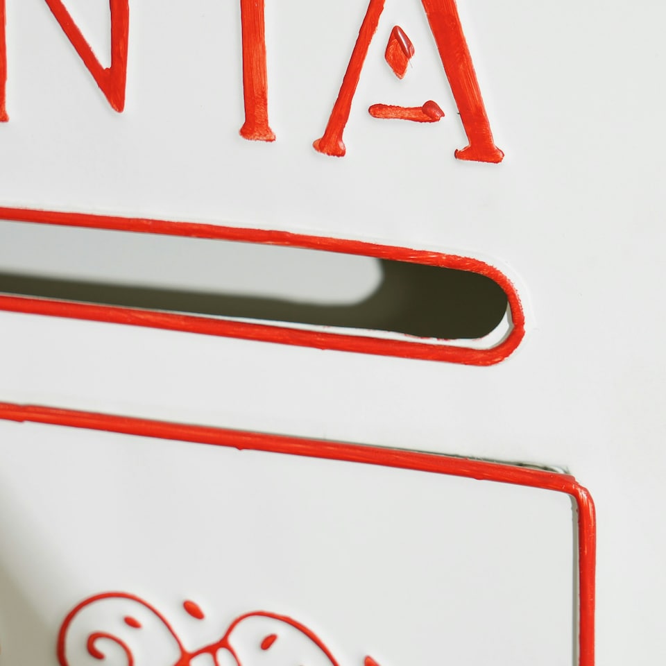 image 1 of HOMCOM Christmas Post Box Wall Mounted Santa Mailbox for Xmas Decoration