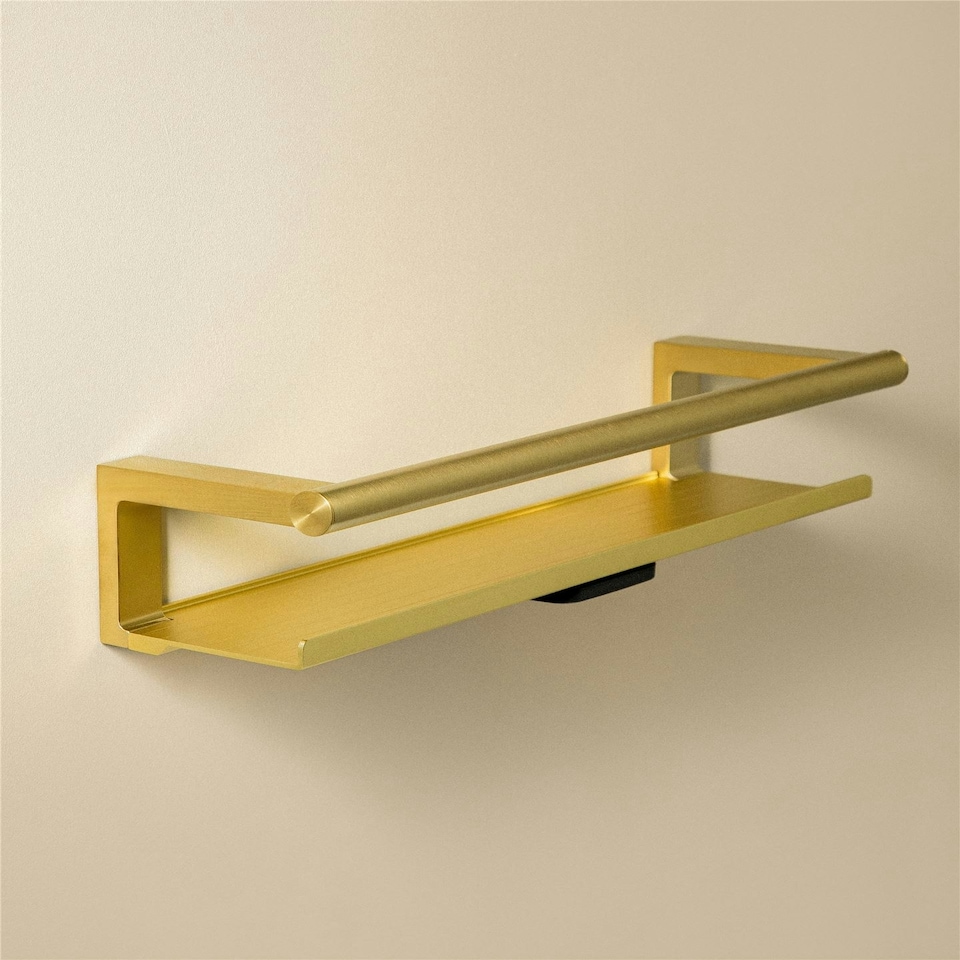 image 1 of Cosmic Glass Soap Dish with Screws and Durable Metal for Bathroom, Brushed Gold