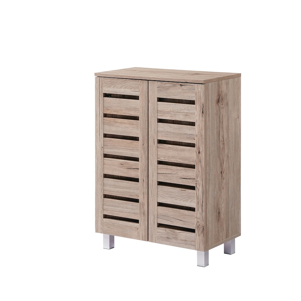 image 1 of Euston Modern 2 Door Shoe Storage Cabinet Brown