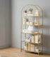image 2 of 5 Tier Glass Shelf Arched Display Storage Unit with Steel Frame for Home Decor Use