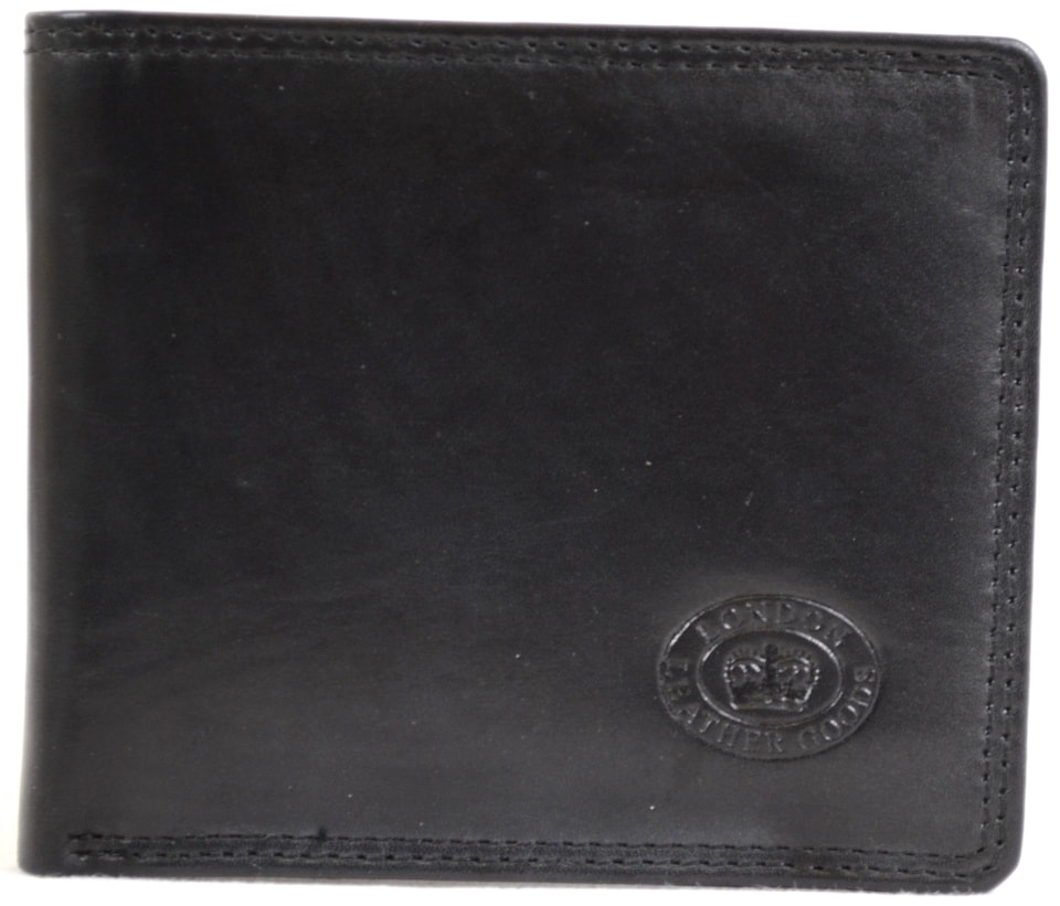 image 1 of London Leathergoods Mens Soft Leather Wallet with Multiple Card Slots and Open Note Compartments | Black | Black