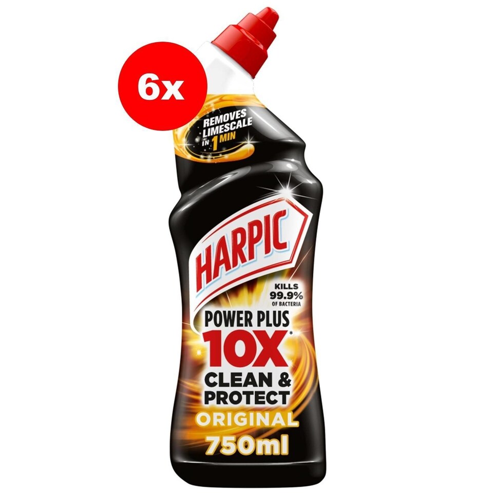 image 1 of 6 x Harpic Power Plus Max Disinfectant Toilet Cleaner Limescale Removal 750ml