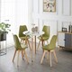image 2 of 5PCs Dining Set - a White Round Dining Table & Set of 4 White Lorenzo Tulip chairs with Padded Seat | Green