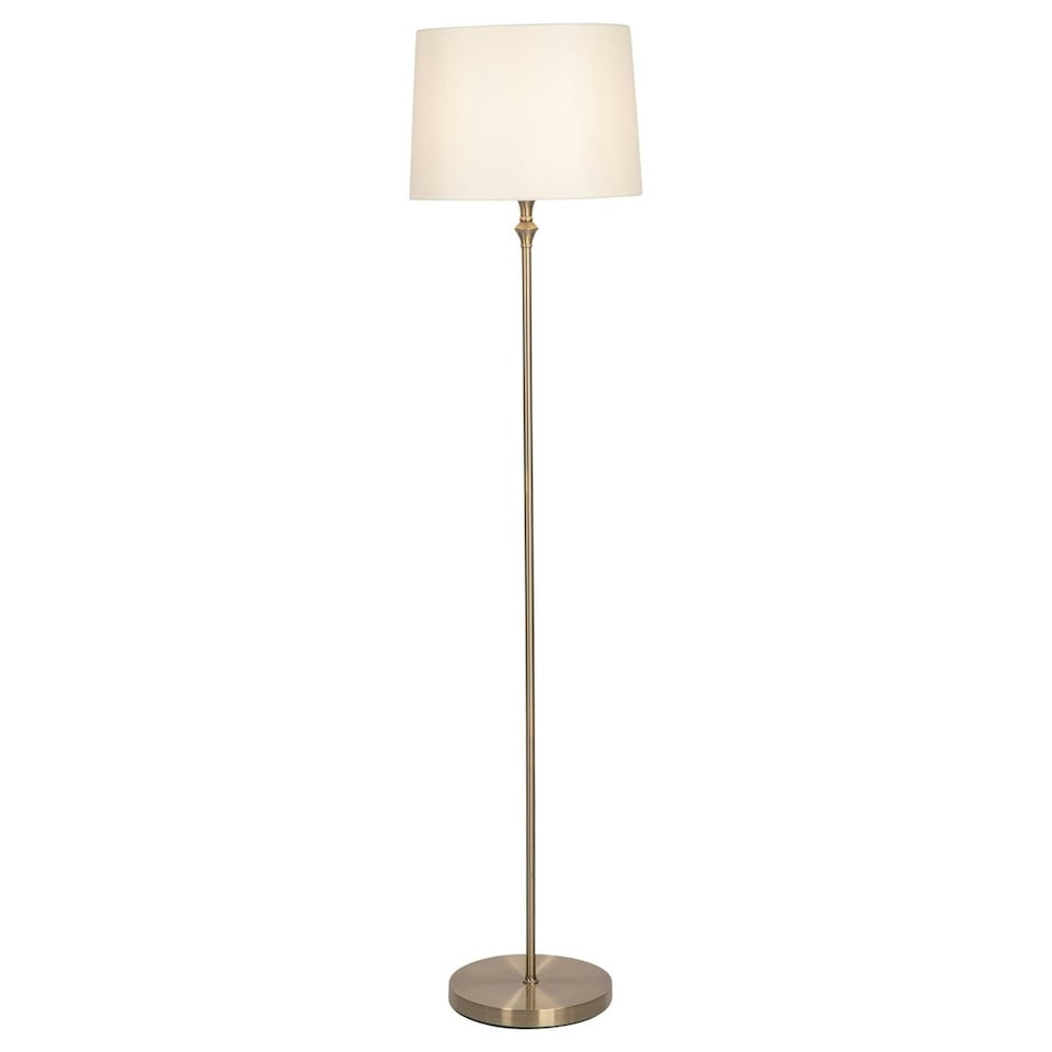 image 1 of First Choice Lighting Antique Brass Floor Lamp with Cream Shade Bronze | Cream