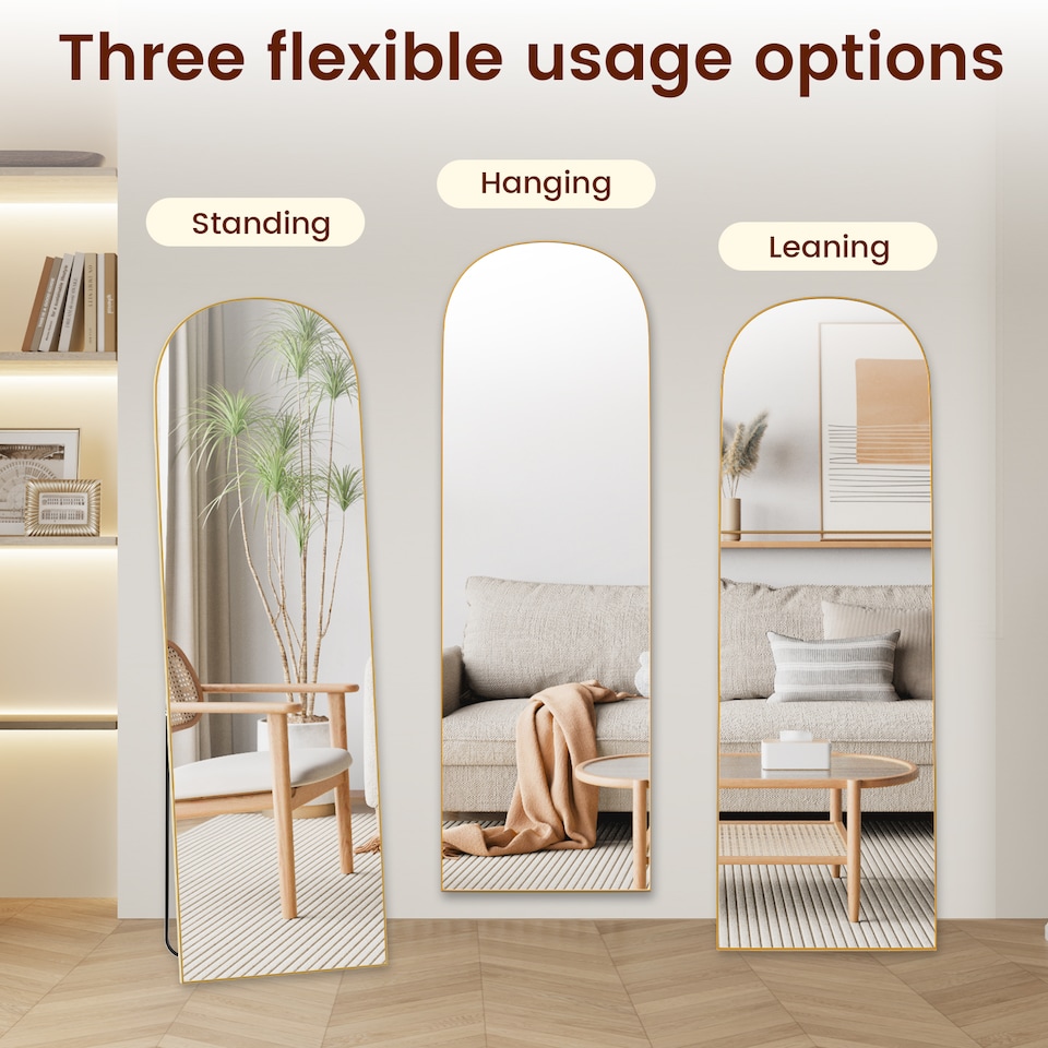 image 1 of Rattantree Arched Full Length Mirror Floor Standing 162x52cm