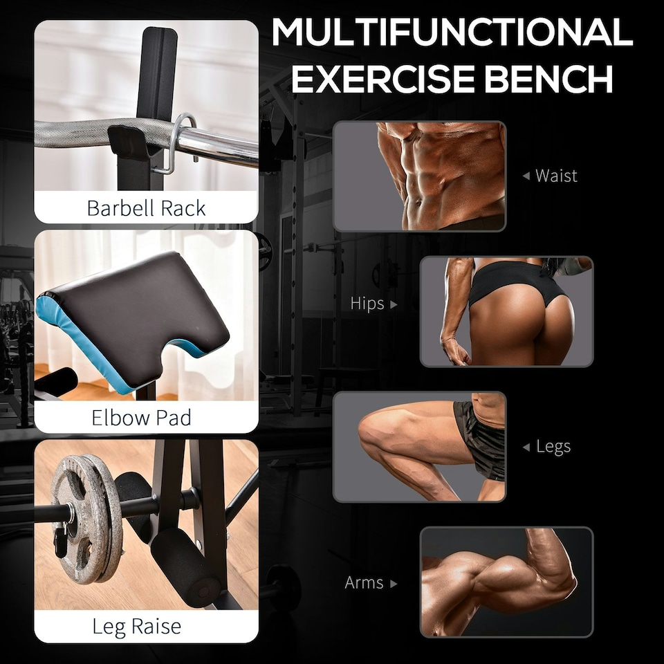 image 1 of HOMCOM Adjustable Weight Bench with Leg Developer Barbell Rack for Home Gym