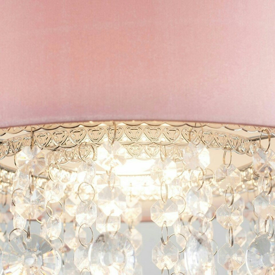 image 1 of ValueLights Acrylic Jewel Effect Droplet Pink Ceiling Pendant Light Shade