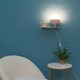 image 1 of ValueLights Marlow Blush Pink Metal Plug in Wall Light with Shelf and Glass Globe Lampshade - Bulb Included