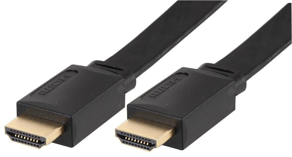 PRO SIGNAL High Speed 4K UHD HDMI Lead Male to Male, Flat Cable, Black 3m