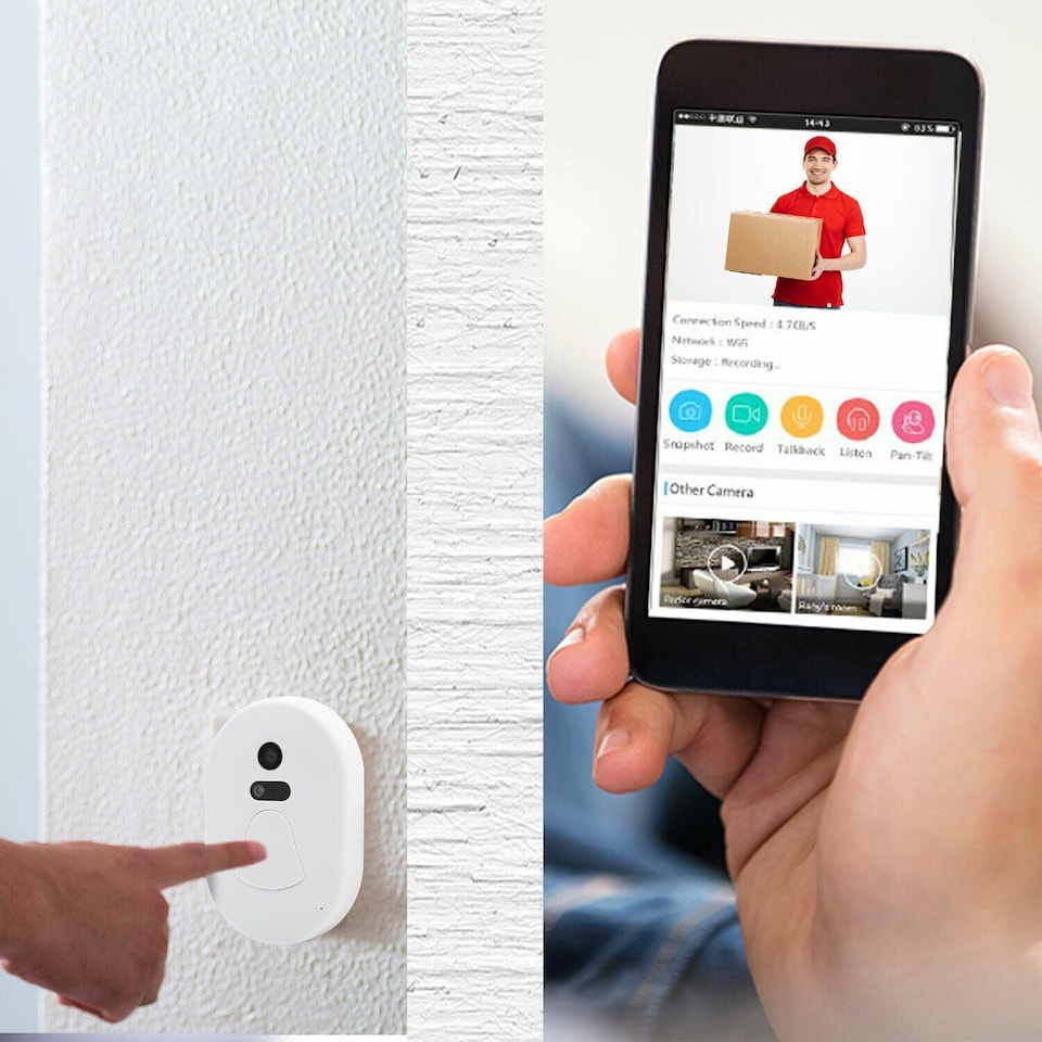 image 1 of Aquarius WiFi Wireless Smart Camera Doorbell Home Security Video Intercom White