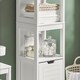 image 5 of SoBuy FRG126-W,Slim Tall Bathroom Storage Cabinet with 3 Shelves & 2 Drawers | White | White | 1