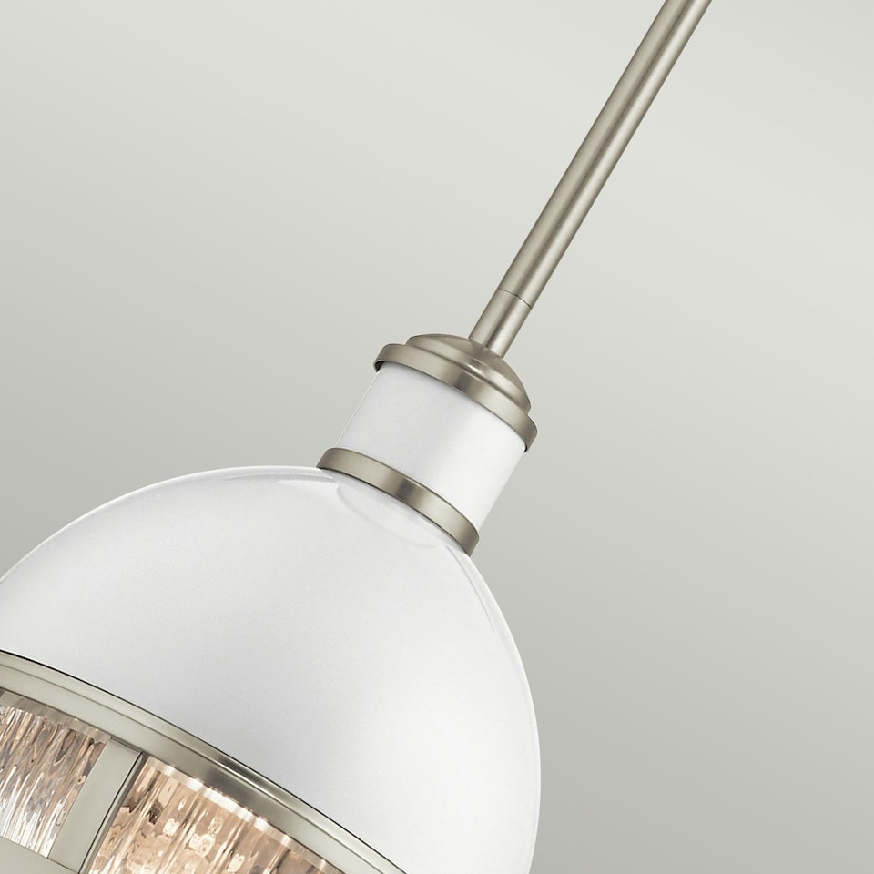 image 1 of Kichler Tollis Globe Pendant Ceiling Light Brushed Nickel & White