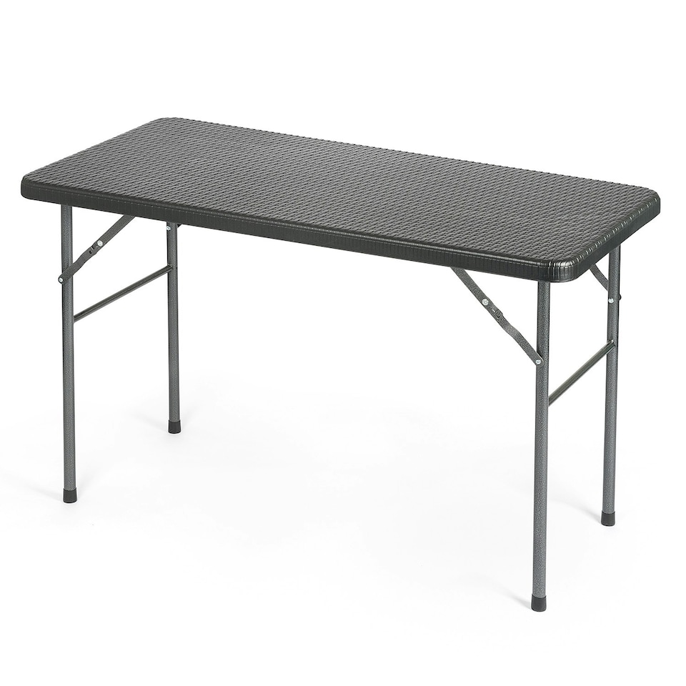 image 1 of Christow Folding Garden Table Rattan Effect Outdoor Camping Dining 4 Seater 4ft