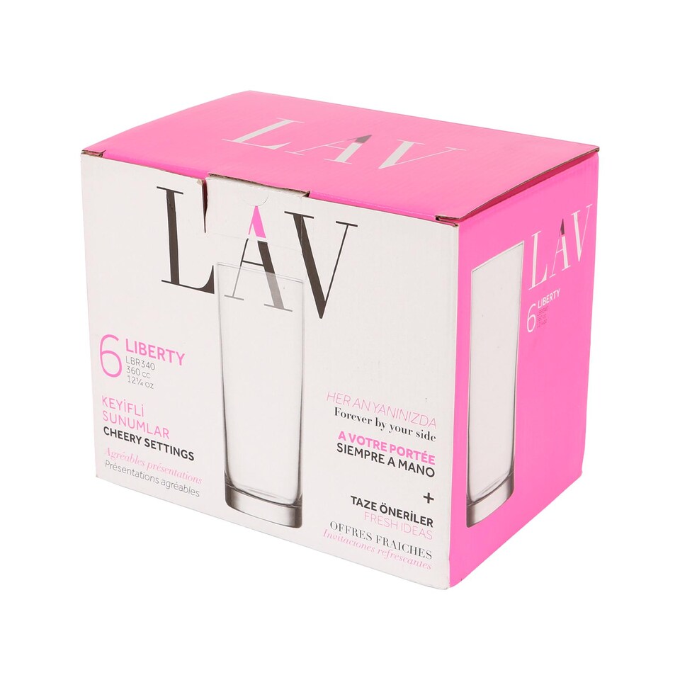 image 1 of LAV Liberty Highball Glasses - 360ml - Clear - Pack of 6 | Clear | Transparent