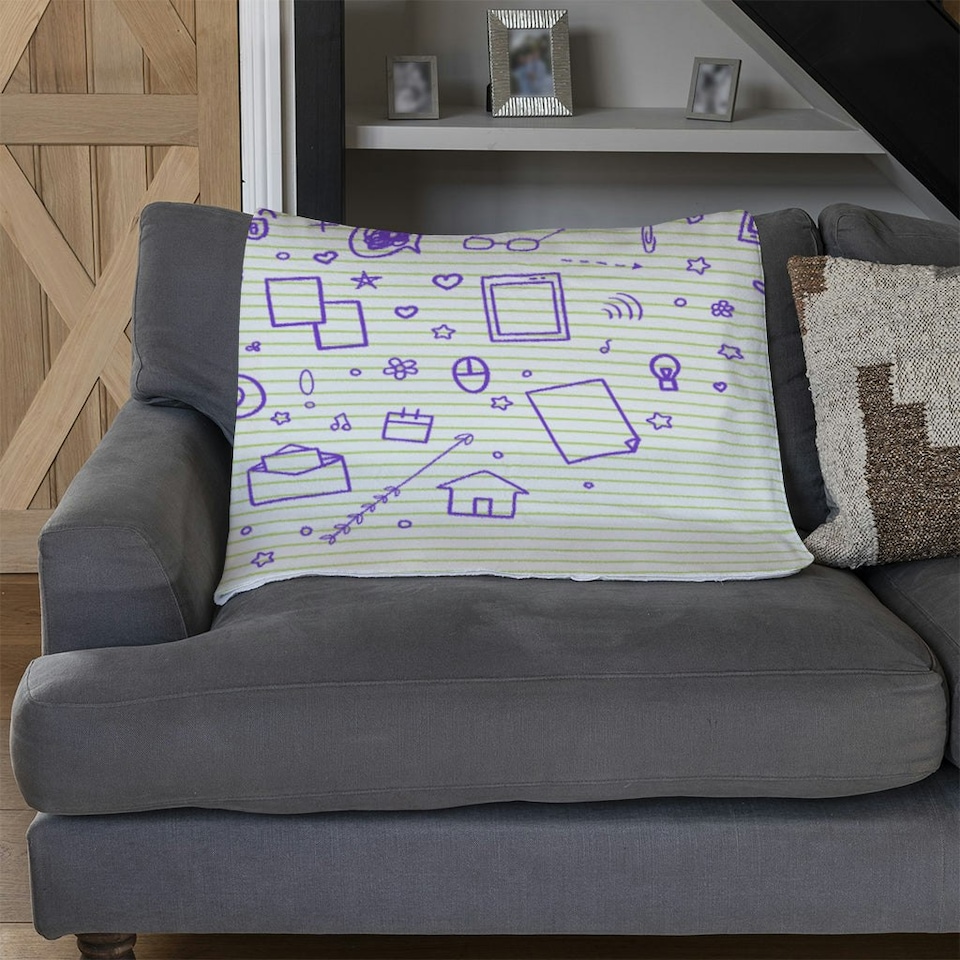image 1 of Abstract line pattern with school supplies (Blanket)