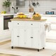 image 2 of HOMCOM Rolling Kitchen Island Cart with Rubber Wood Top, Spices Cream White