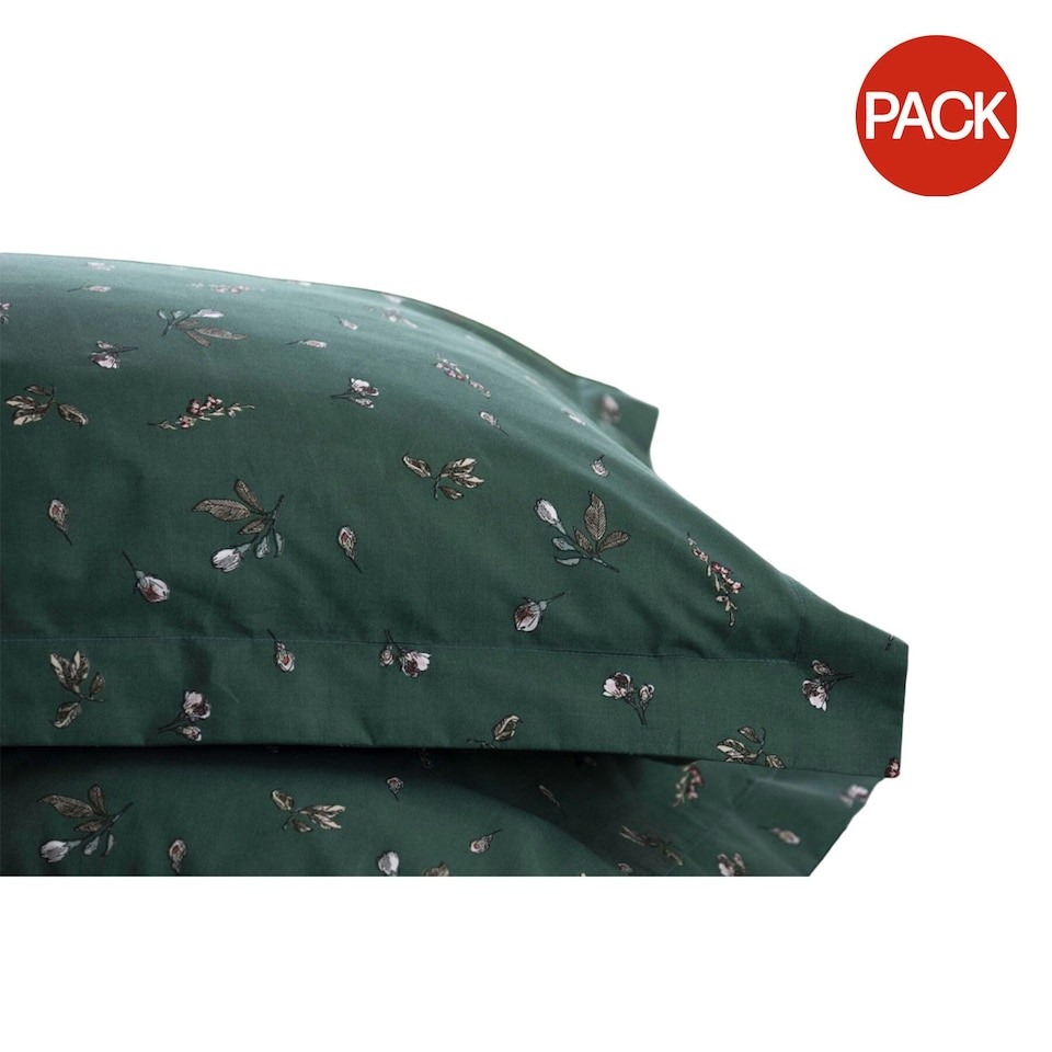 image 1 of Belledorm Aiyla Oxford Pillowcase (Pack of 2) - Bottle Green - 76cm x 51cm Green