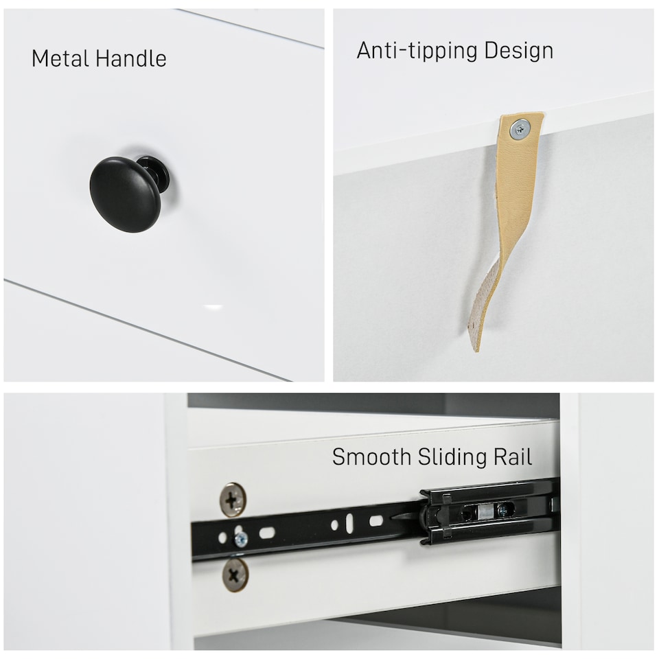 image 1 of HOMCOM Bedside Table Set of 2, Bedside Cabinet w/ 3 Drawers, Modern Side Table,