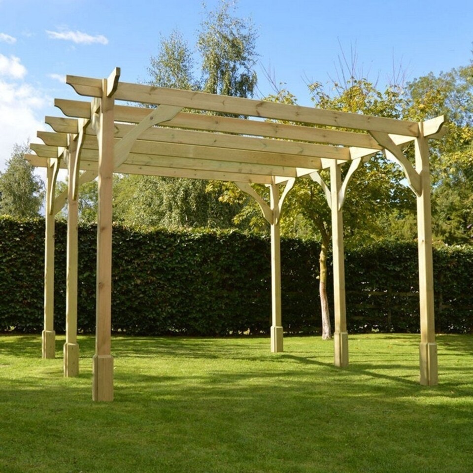 image 1 of Premium Pergola 6 Posts - Wood - L360 x W660 x H270 cm - Light Green