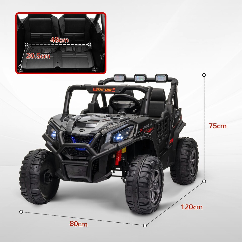 image 1 of AIYAPLAY 2 Seater 24V Kids Electric Car w/ Remote Control, Black