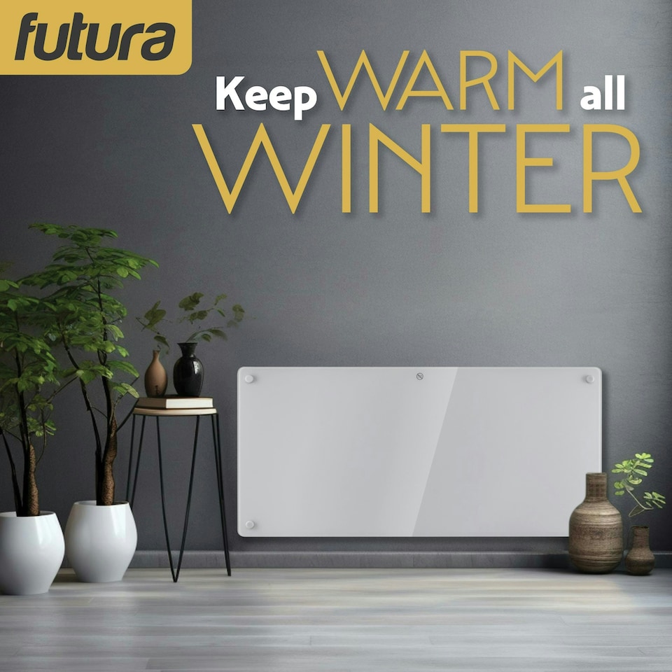 image 1 of Futura 2000W Smart Wifi Heater Electric Panel Wall Mounted White Glass Radiator
