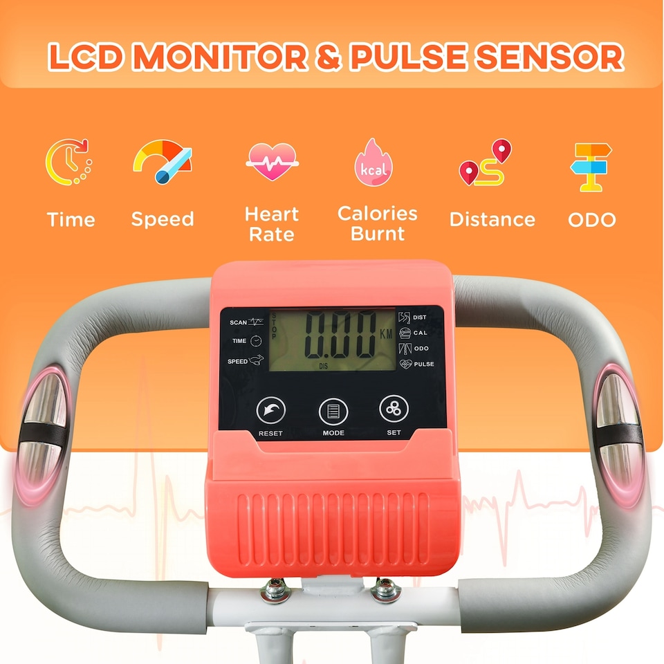 image 1 of HOMCOM 2-In-1 Folding Exercise Bike with 8-Level Magnetic Resistance Orange