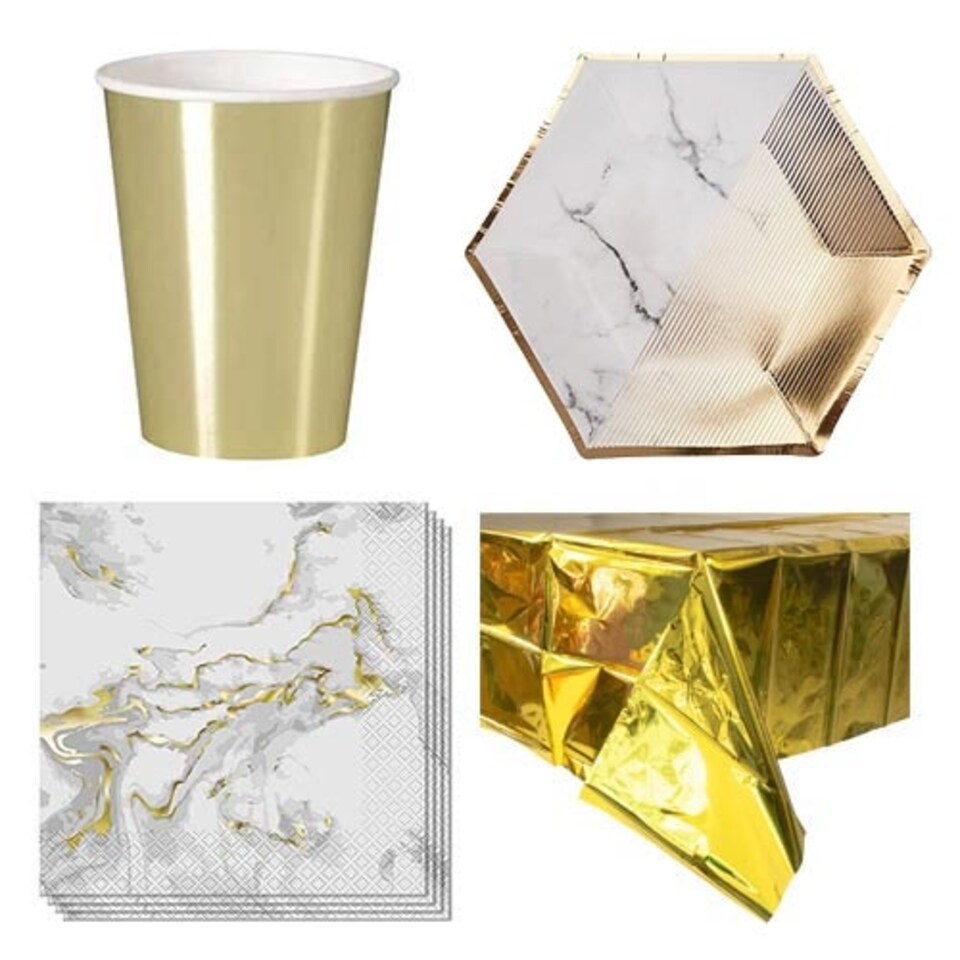 Gold Marble 8 Person Value Party Pack