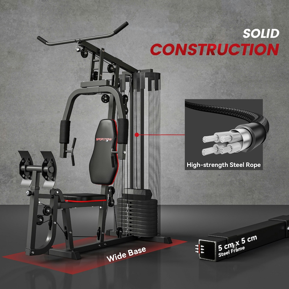 image 1 of SPORTNOW Home Gym Machine Compact Multi Gym with 45kg Weight Stack