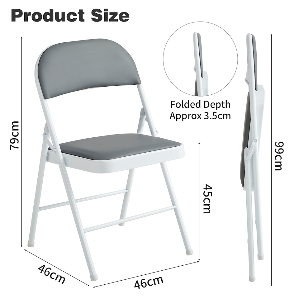 image 1 of MCC Direct Set of 4 Folding Metal Dining Chairs Kitchen Padded Seats