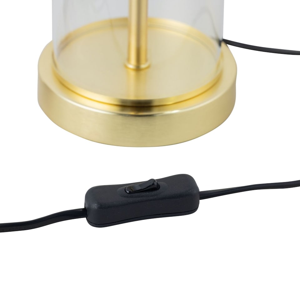 image 1 of Aura - Satin Brass Table Lamp with Navy Blue Cut Out Shade | Gold | Blue | Large | 1
