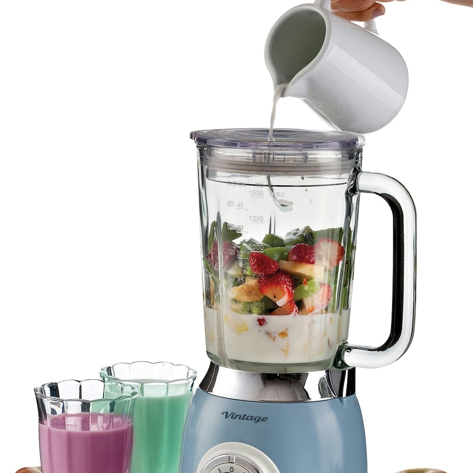 image 1 of Ariete 58305, Vintage Glass Jug Blender, 1.5 Litre, Blue