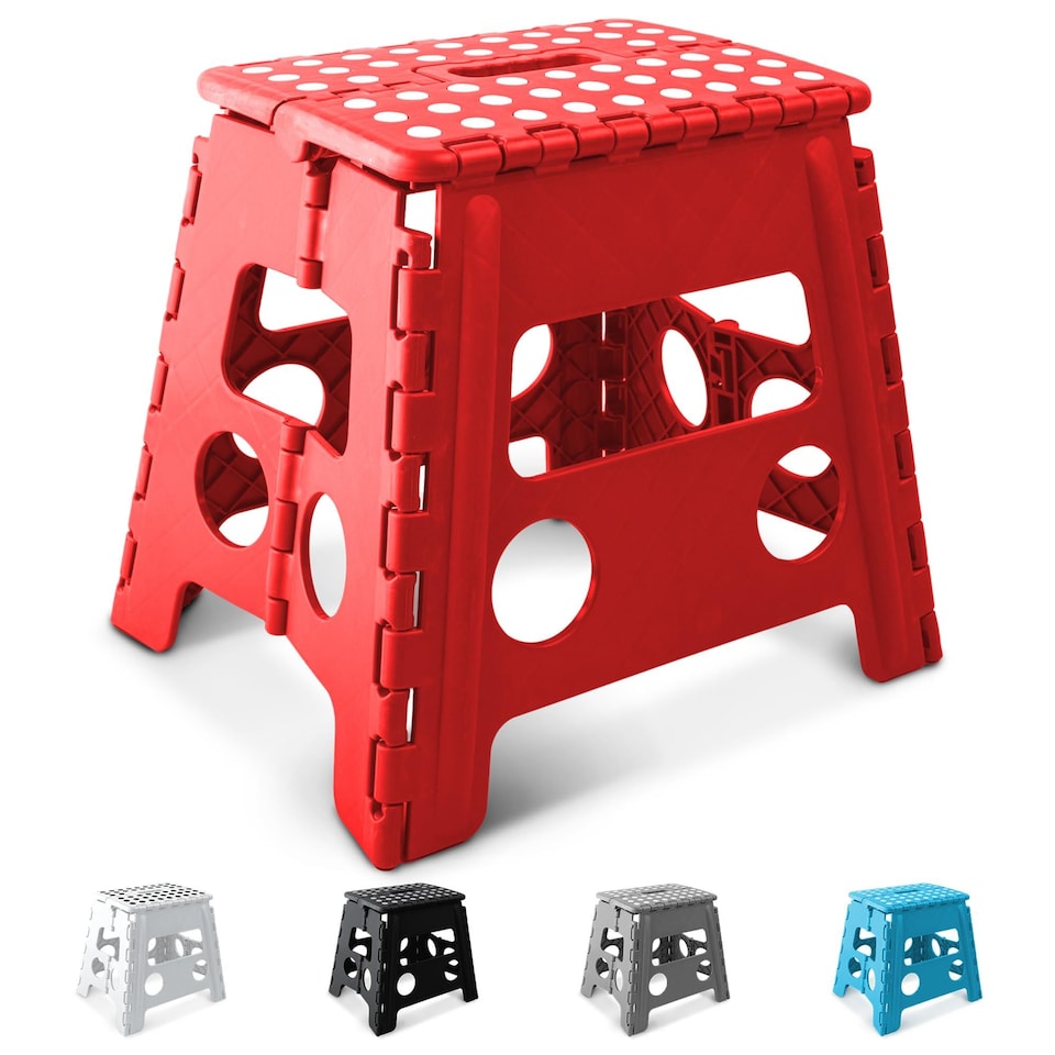 image 1 of Keplin Heavy Duty Folding Step Stool Non-Slip Plastic with Carry Handle, 13 Inch