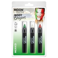Moon Creations Logo Body Crayons - Green/White/Red - One Size