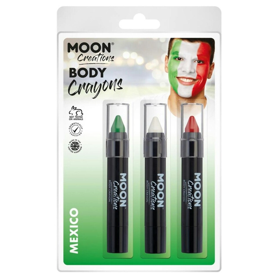 image 1 of Moon Creations Logo Body Crayons - Green/White/Red - One Size