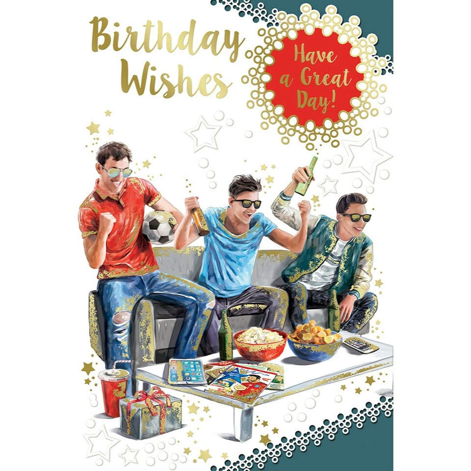 image 1 of Birthday Wishes Have a Great Day Open Male Party Design Celebrity Style Greeting Card