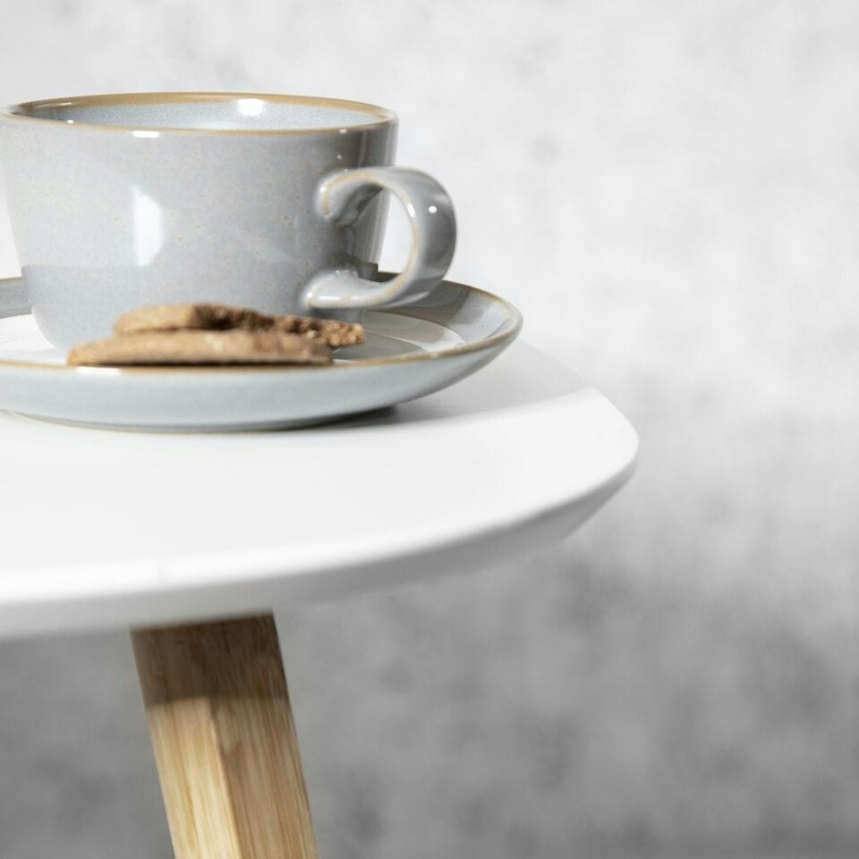 image 1 of Malme Extra Large Side Table in Classic White and Natural Pine Grey | Dark Grey