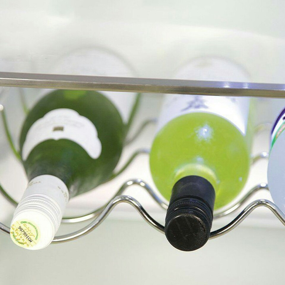 image 1 of SPARES2GO Wine Bottle Rack Shelf Insert compatible with Hoover Fridge (457 x 290 x 70mm) Silver