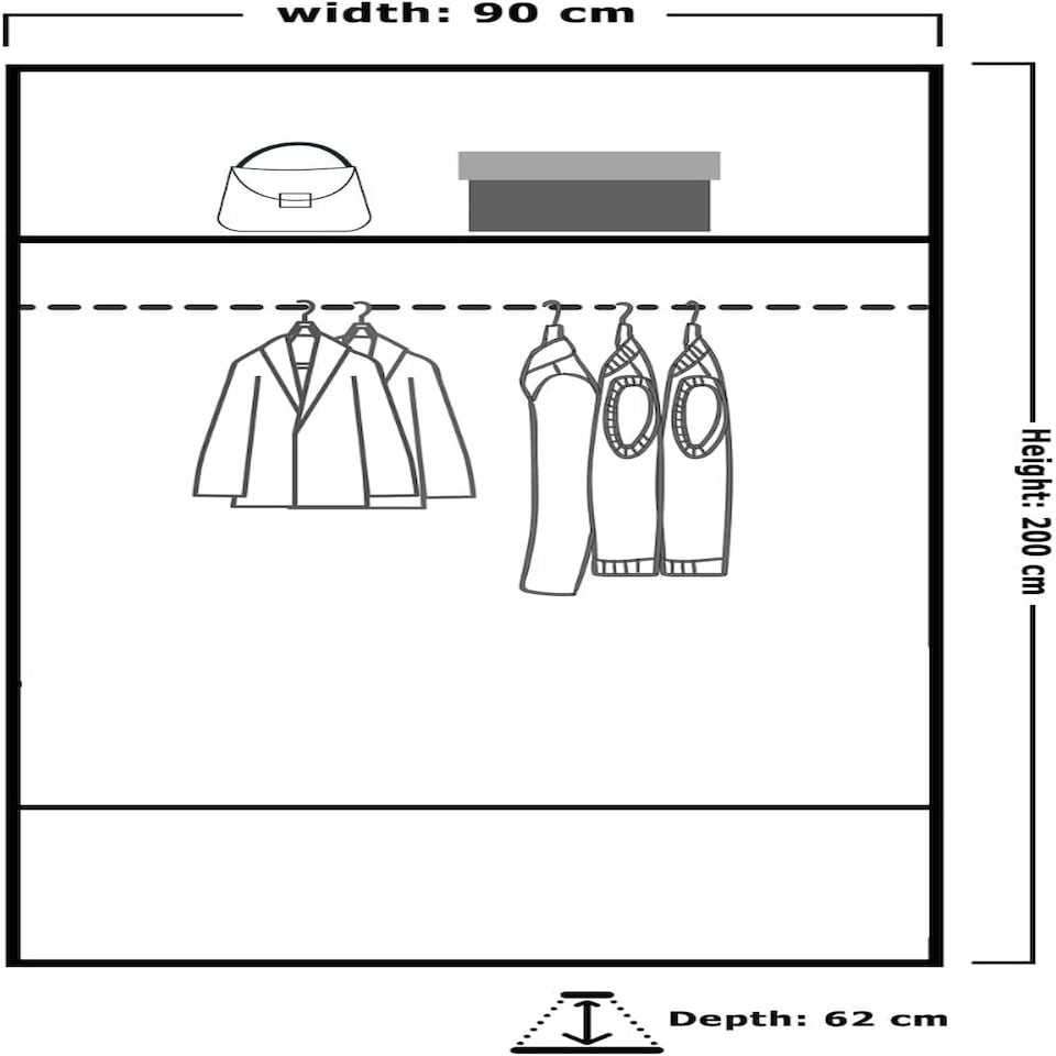 image 1 of Sliding wardrobes 4U Modern Full Mirror Sliding Door Wardrobe Multi Size (90-203cm) & Color Options | Brown | Oak 90cm