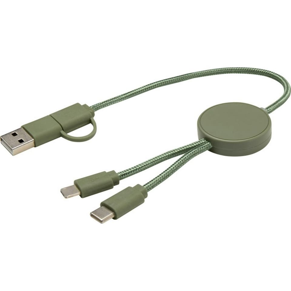 Citala Recycled Plastic 5 in 1 Charging Cable - Heather Green - One Size