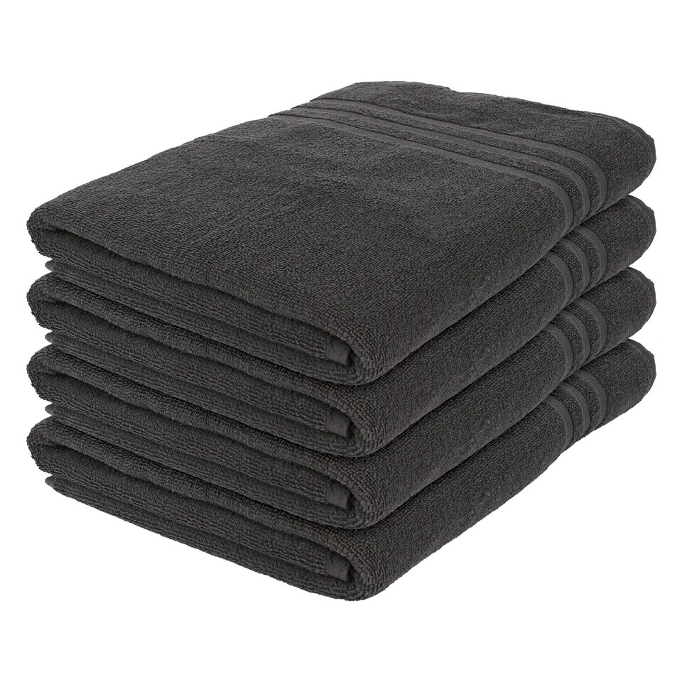 image 1 of Nicola Spring Cotton Bath Sheets - 160cm x 90cm - Charcoal - Pack of 4